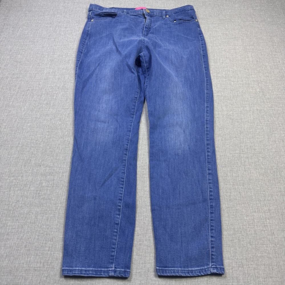 Lilly Pulitzer Jeans Womens 16 Blue Straight Mid Rise Stretch Denim 32x29
